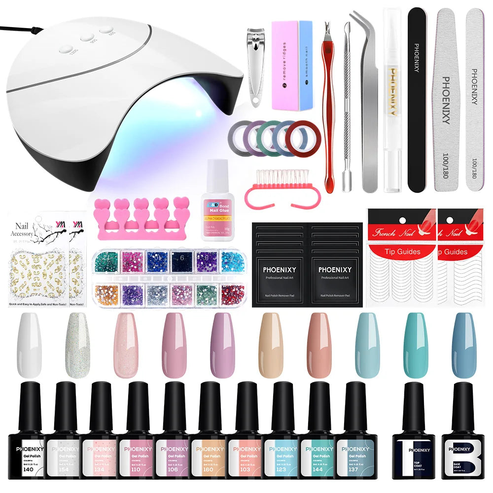 **Set Completo de Uñas en Gel** - **8ML Esmalte de Gel con Lámpara para Uñas** - **Esmalte UV Semi Permanente con Capa Superior y Base** - **Kit de Herramientas para Manicura**