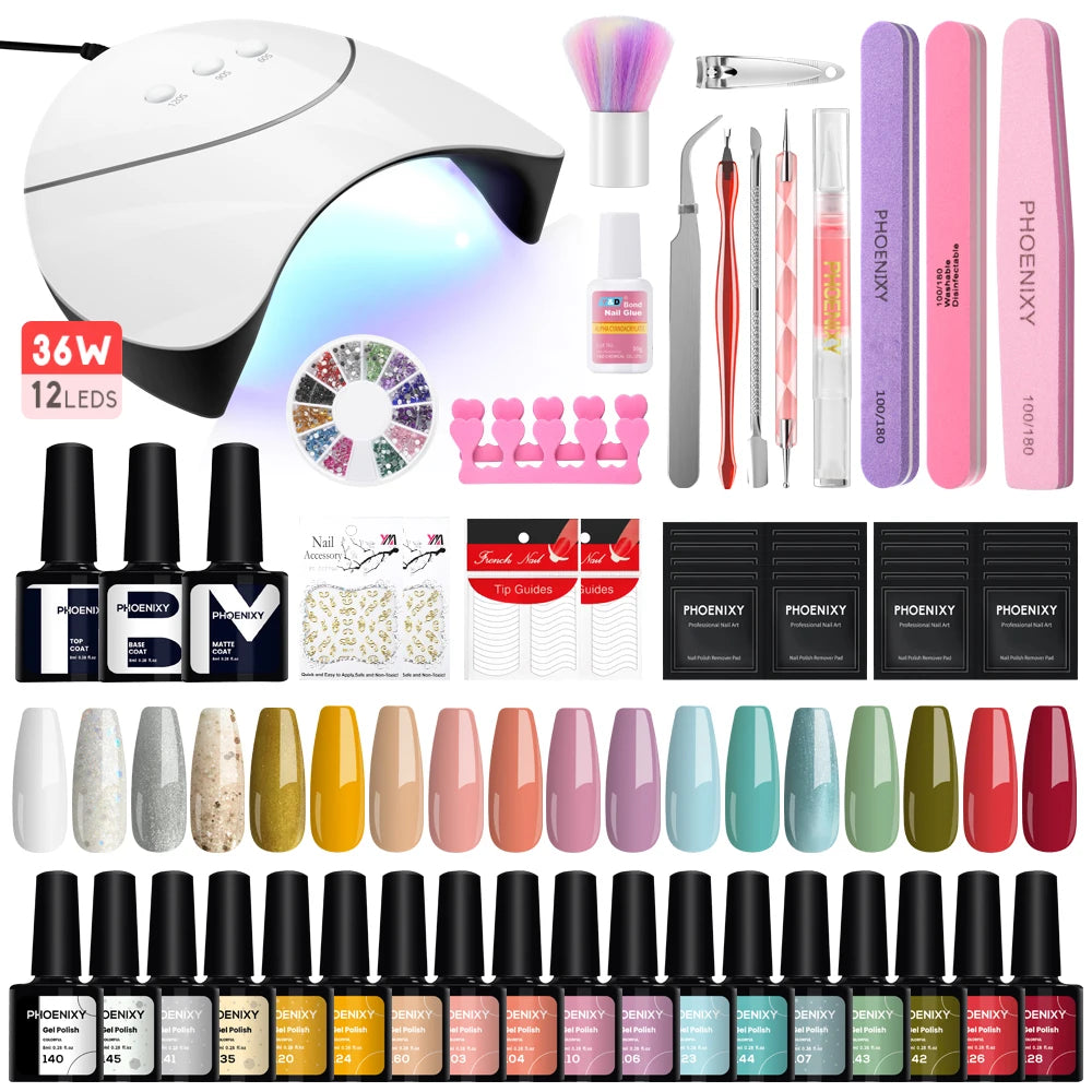 **Set Completo de Uñas en Gel** - **8ML Esmalte de Gel con Lámpara para Uñas** - **Esmalte UV Semi Permanente con Capa Superior y Base** - **Kit de Herramientas para Manicura**