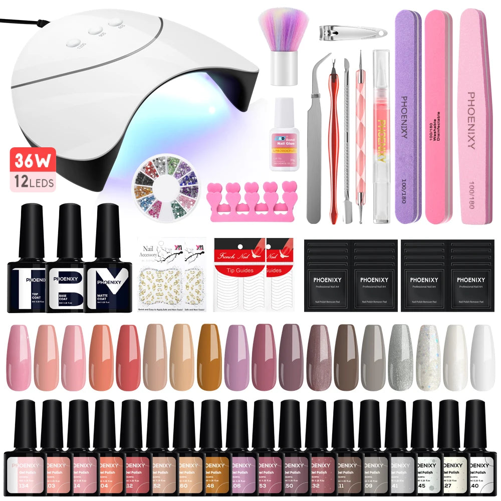 **Set Completo de Uñas en Gel** - **8ML Esmalte de Gel con Lámpara para Uñas** - **Esmalte UV Semi Permanente con Capa Superior y Base** - **Kit de Herramientas para Manicura**