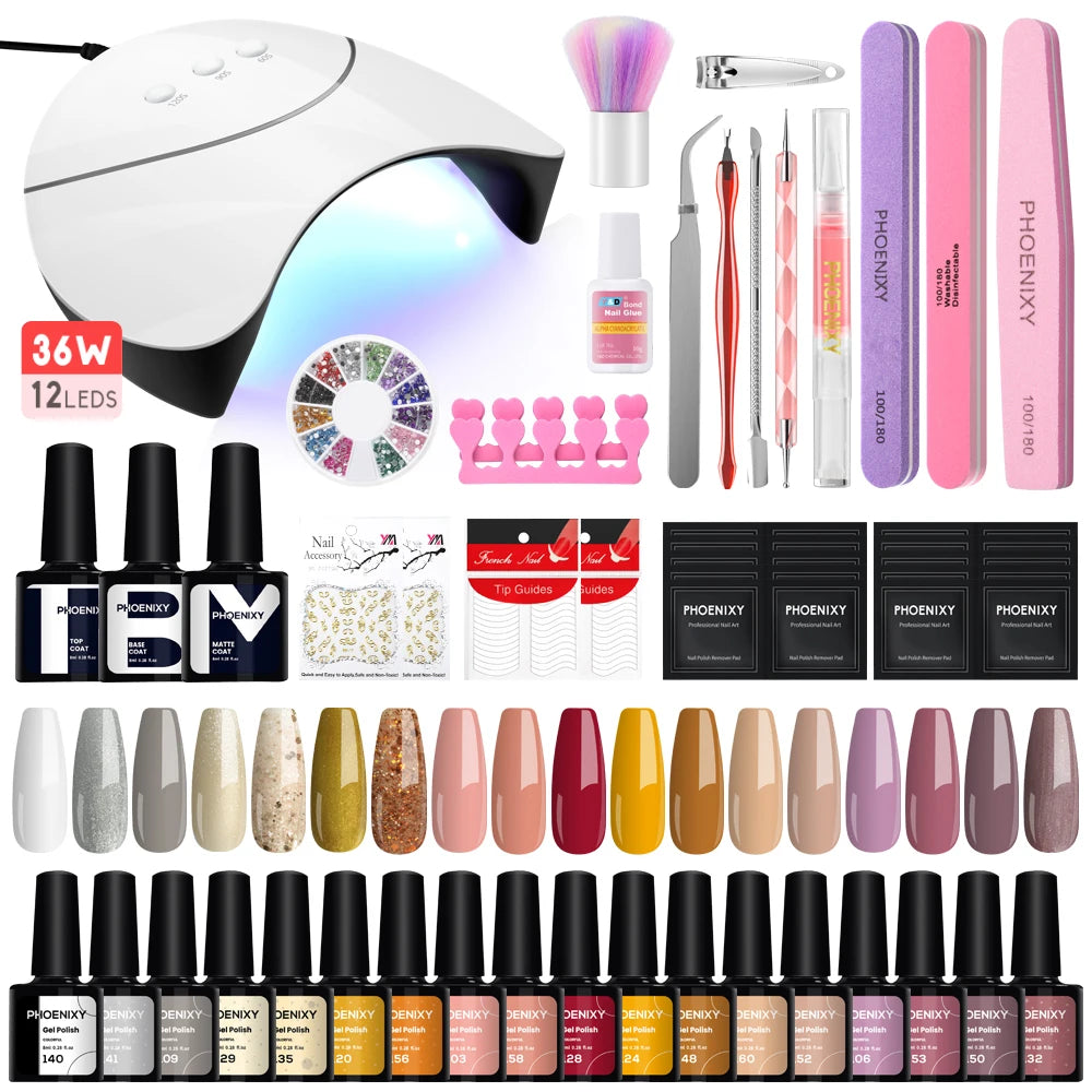 **Set Completo de Uñas en Gel** - **8ML Esmalte de Gel con Lámpara para Uñas** - **Esmalte UV Semi Permanente con Capa Superior y Base** - **Kit de Herramientas para Manicura**