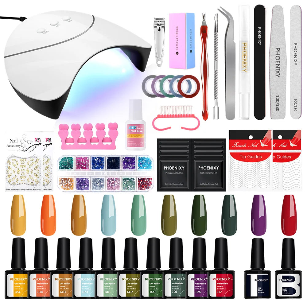 **Set Completo de Uñas en Gel** - **8ML Esmalte de Gel con Lámpara para Uñas** - **Esmalte UV Semi Permanente con Capa Superior y Base** - **Kit de Herramientas para Manicura**