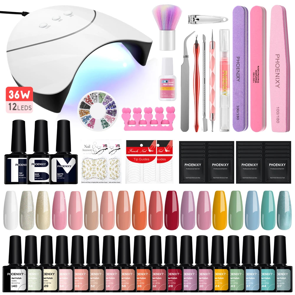 **Set Completo de Uñas en Gel** - **8ML Esmalte de Gel con Lámpara para Uñas** - **Esmalte UV Semi Permanente con Capa Superior y Base** - **Kit de Herramientas para Manicura**