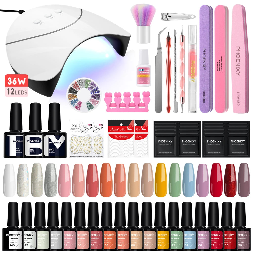 **Set Completo de Uñas en Gel** - **8ML Esmalte de Gel con Lámpara para Uñas** - **Esmalte UV Semi Permanente con Capa Superior y Base** - **Kit de Herramientas para Manicura**