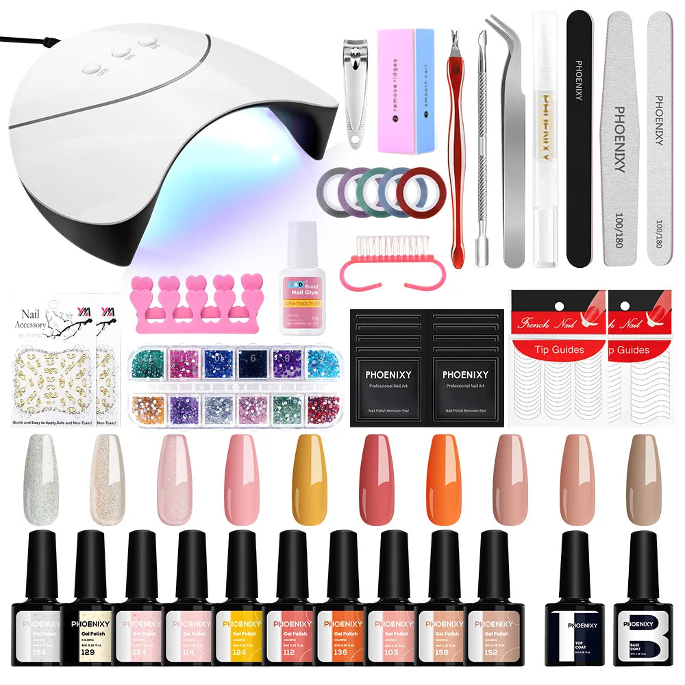 **Set Completo de Uñas en Gel** - **8ML Esmalte de Gel con Lámpara para Uñas** - **Esmalte UV Semi Permanente con Capa Superior y Base** - **Kit de Herramientas para Manicura**